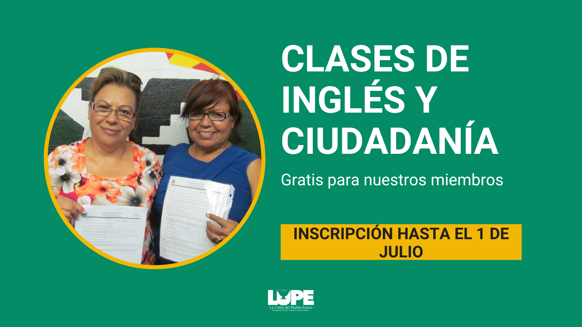 Featured image for “Inscripciones abiertas: clases de inglés y ciudadanía”